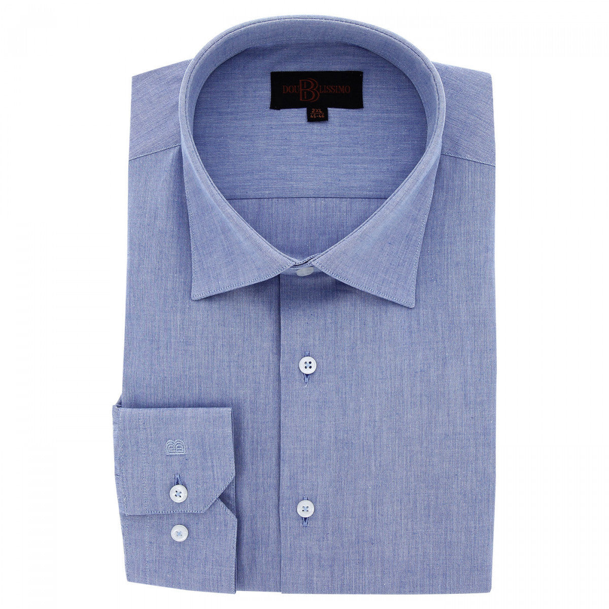 Chemise forte taille tissu fil à fil PERFILO AE14DB1 bleu