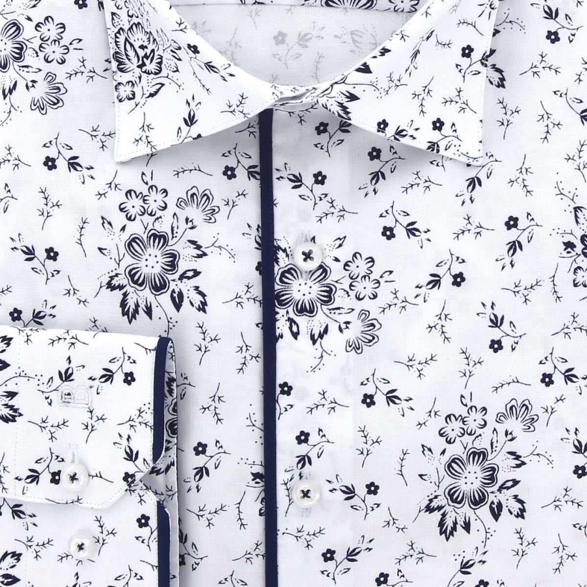 Chemise forte taille tissu imprimé FIORBLU AE3EB1 blanc