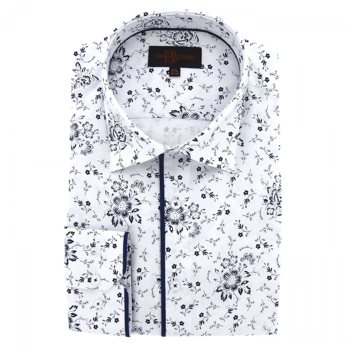 Chemise forte taille tissu imprimé FIORBLU AE3EB1 blanc