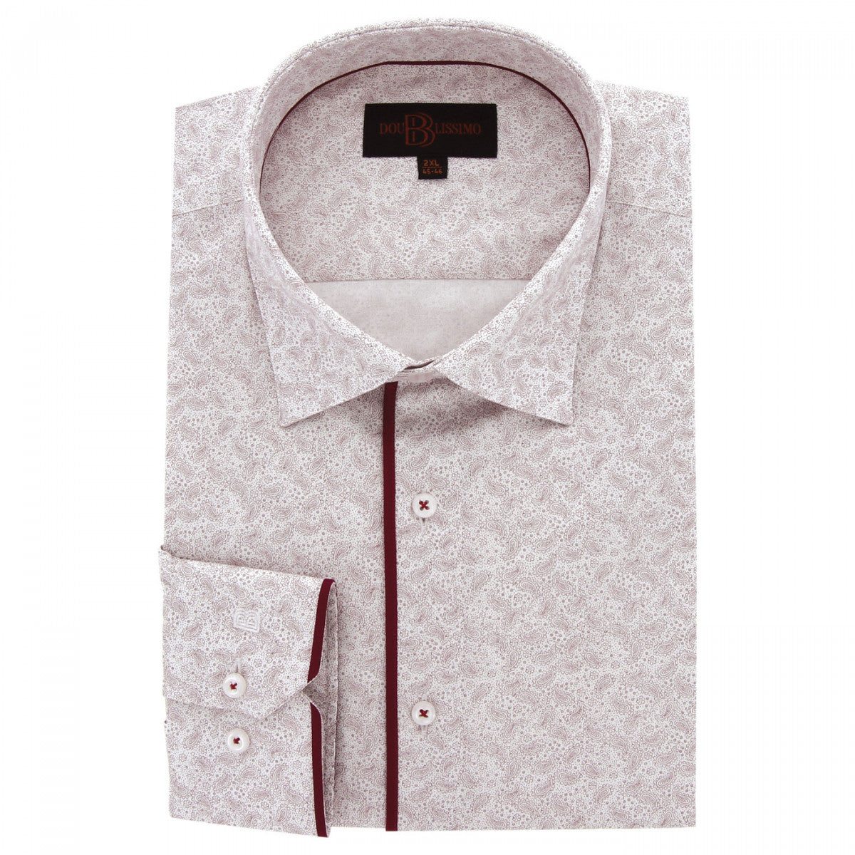 Chemise forte taille tissu imprimé PAISLO AE2DB1 blanc rouge