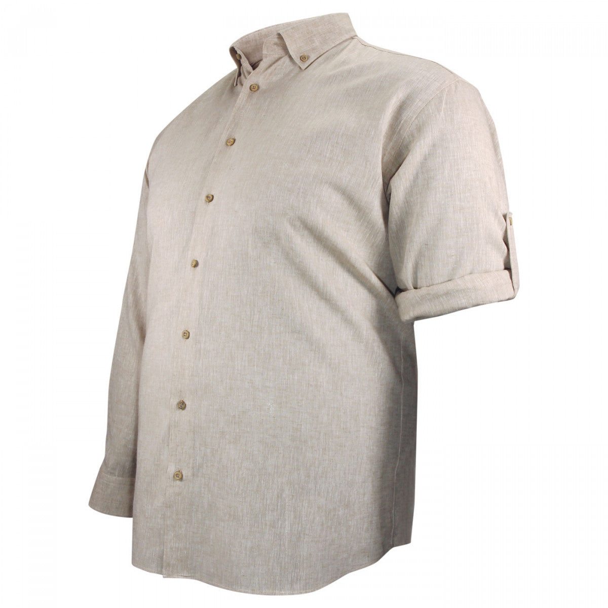 Chemise forte taille tissu lin et coton AD6DB1 beige
