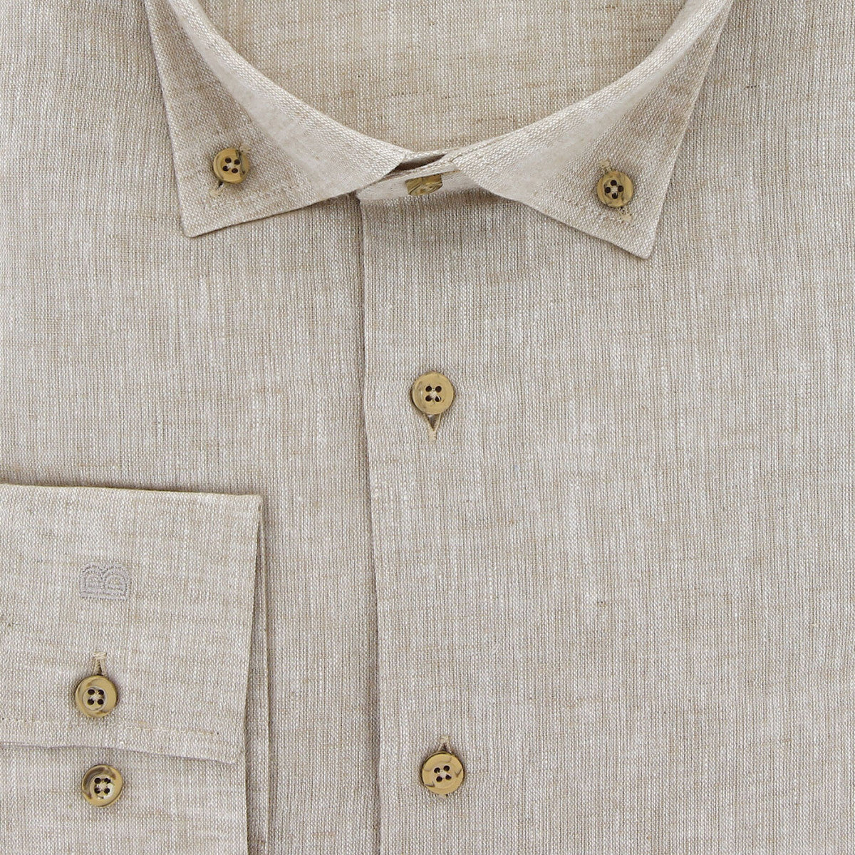 Chemise forte taille tissu lin et coton AD6DB1 beige