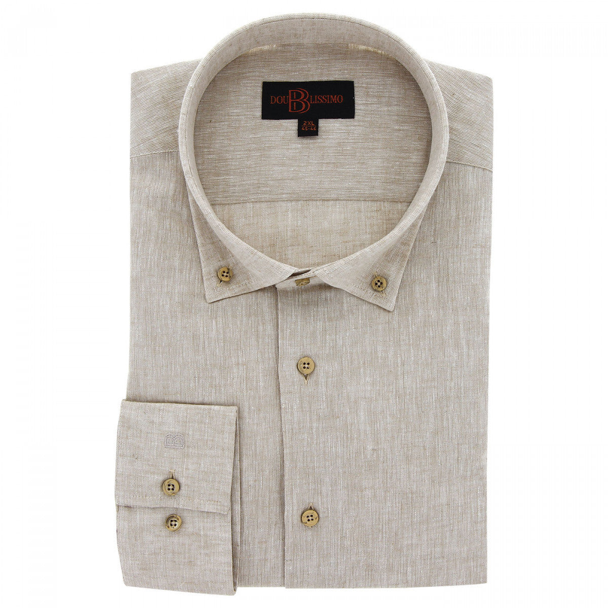 Chemise forte taille tissu lin et coton AD6DB1 beige