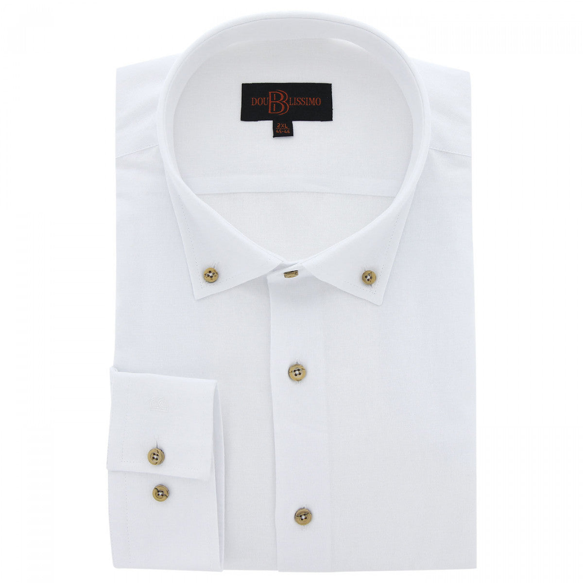 Chemise forte taille tissu lin et coton AD6DB4 blanc