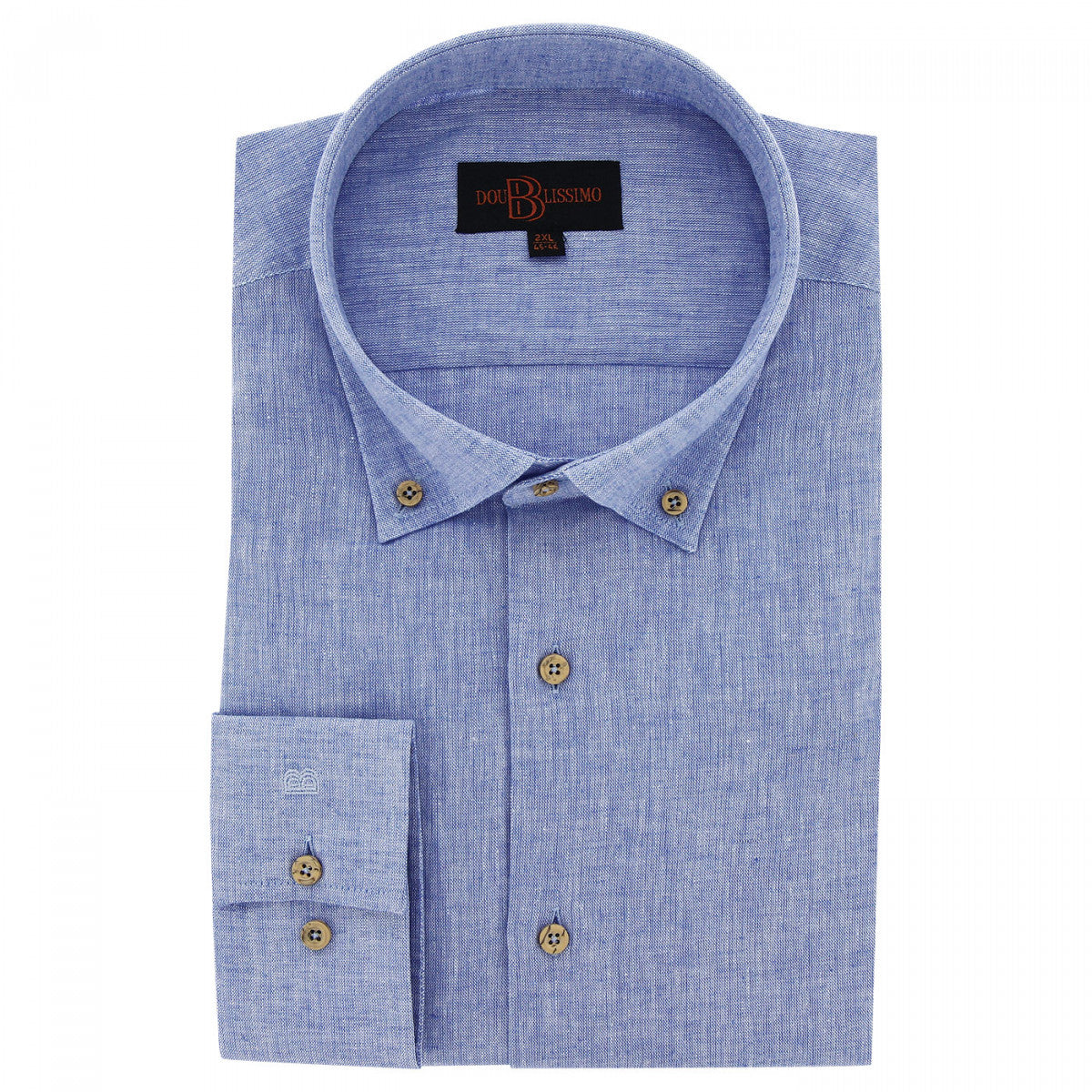 Chemise forte taille tissu lin et coton AD6DB5 bleu clair