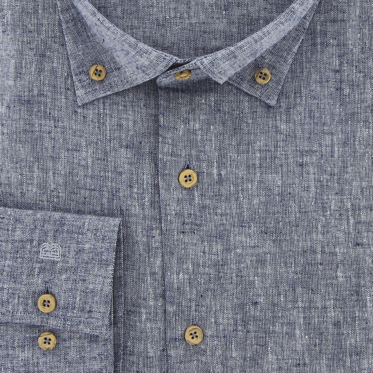 Chemise forte taille tissu lin et coton AD6DB2 bleu nuit