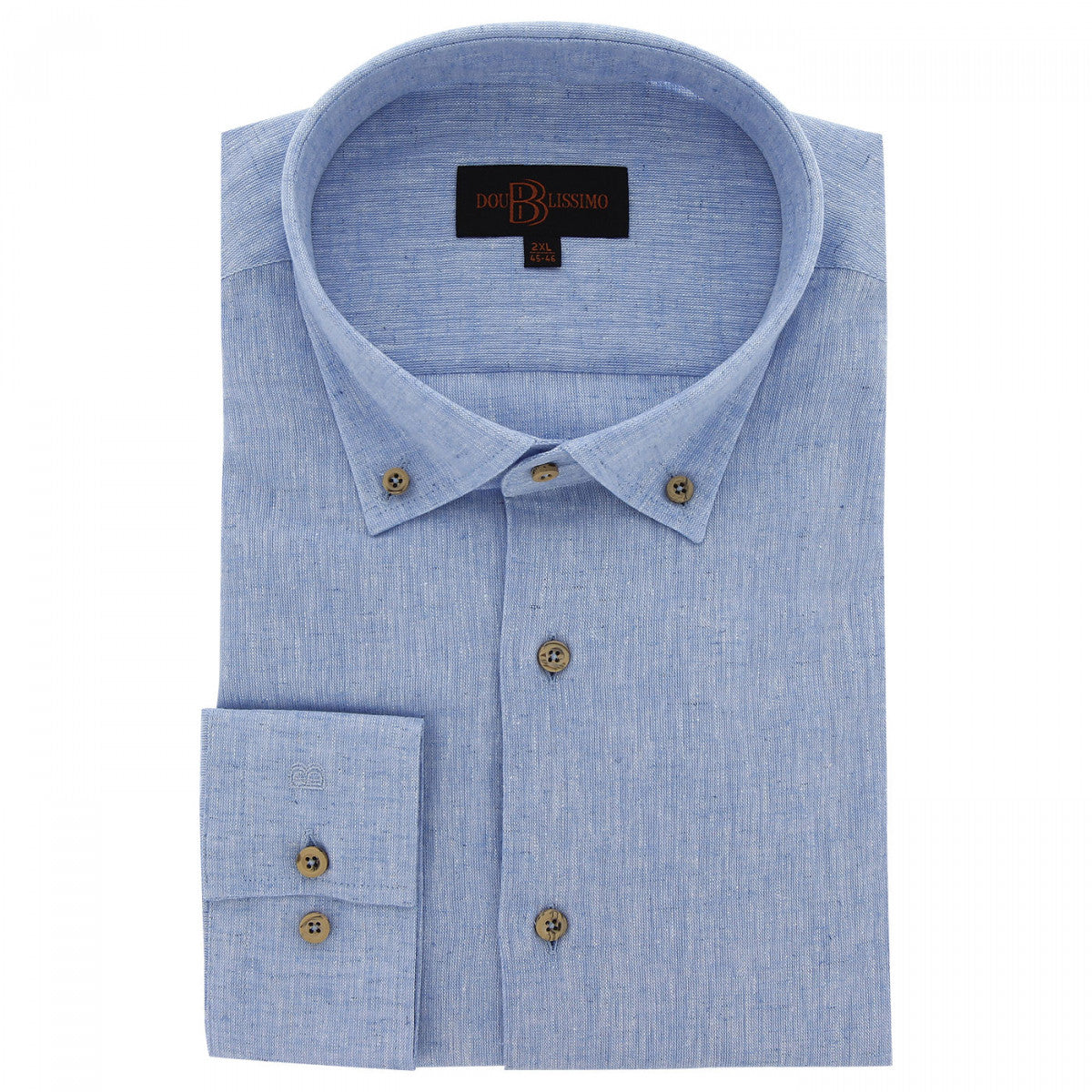 Chemise forte taille tissu lin et coton AD6DB3 bleu