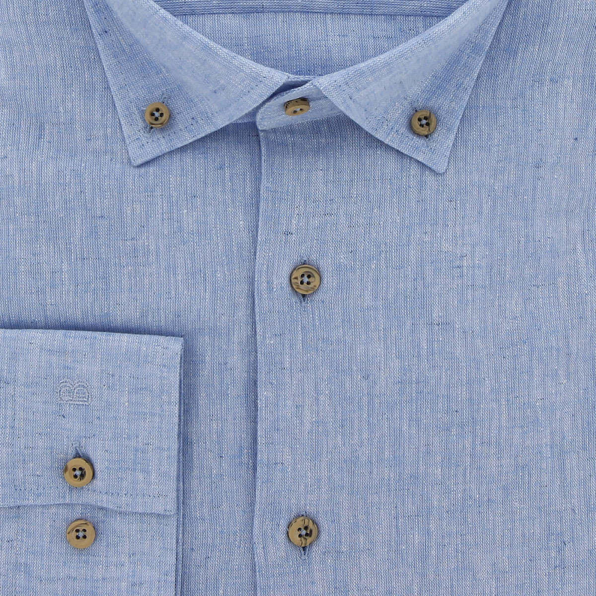 Chemise forte taille tissu lin et coton AD6DB3 bleu