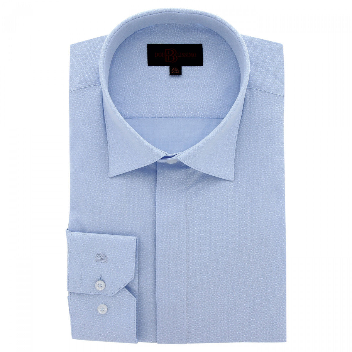 Chemise forte taille tissu texturé à gorge cachée DINOZZE AE11DB2 bleu ciel