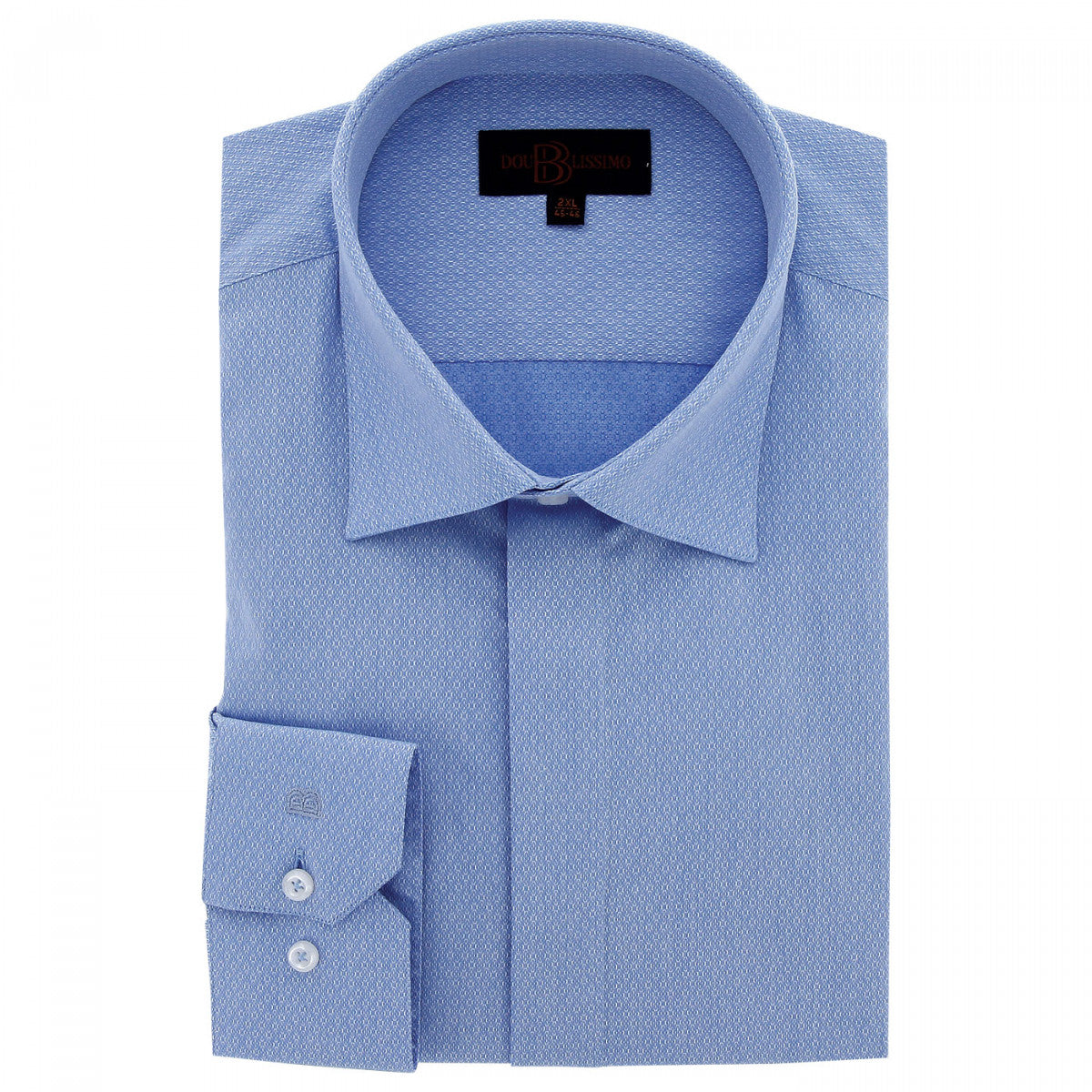 Chemise forte taille tissu texturé à gorge cachée DINOZZE AE11DB3 bleu