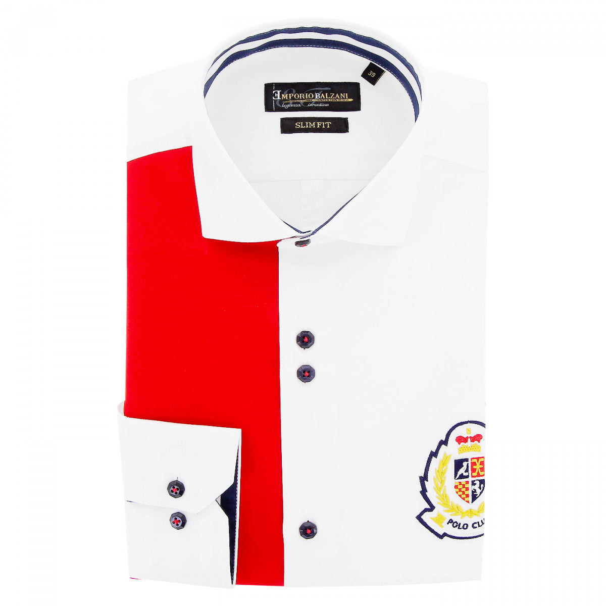 Chemise mode à broderies CLUBO-AA9EB1 blanc bleu rouge