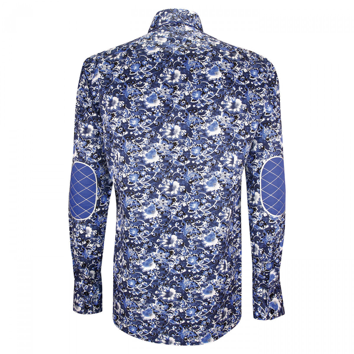 Chemise mode coupe droite CA8EB1 à coudières bleu blanc