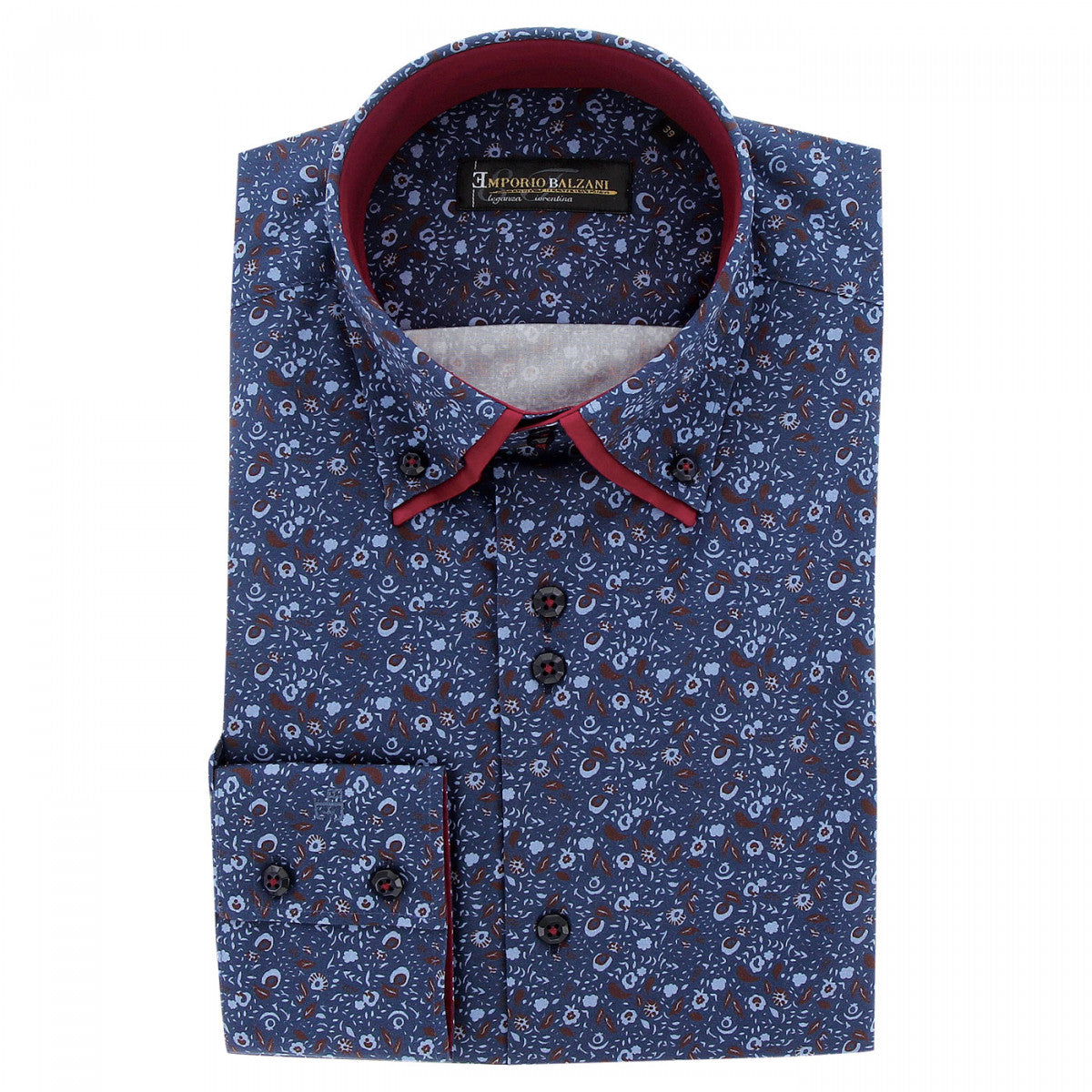 Chemise mode coupe droite à coudières CA8EB2 bleu