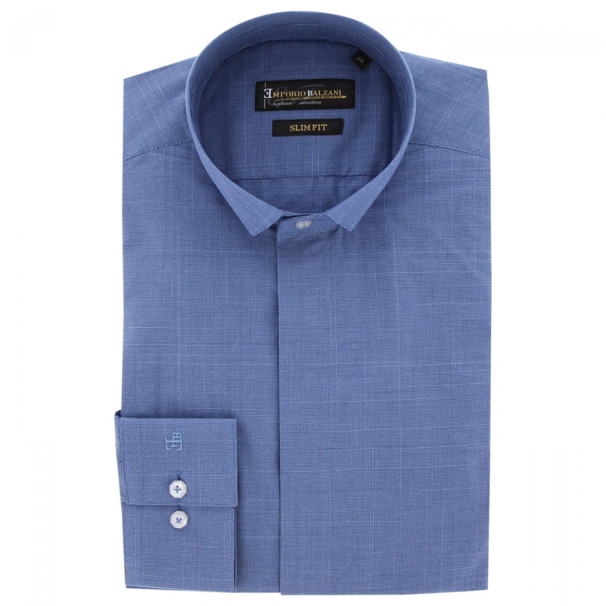 Chemise mode col cousu mao à motifs CA5EB5 bleu indigo