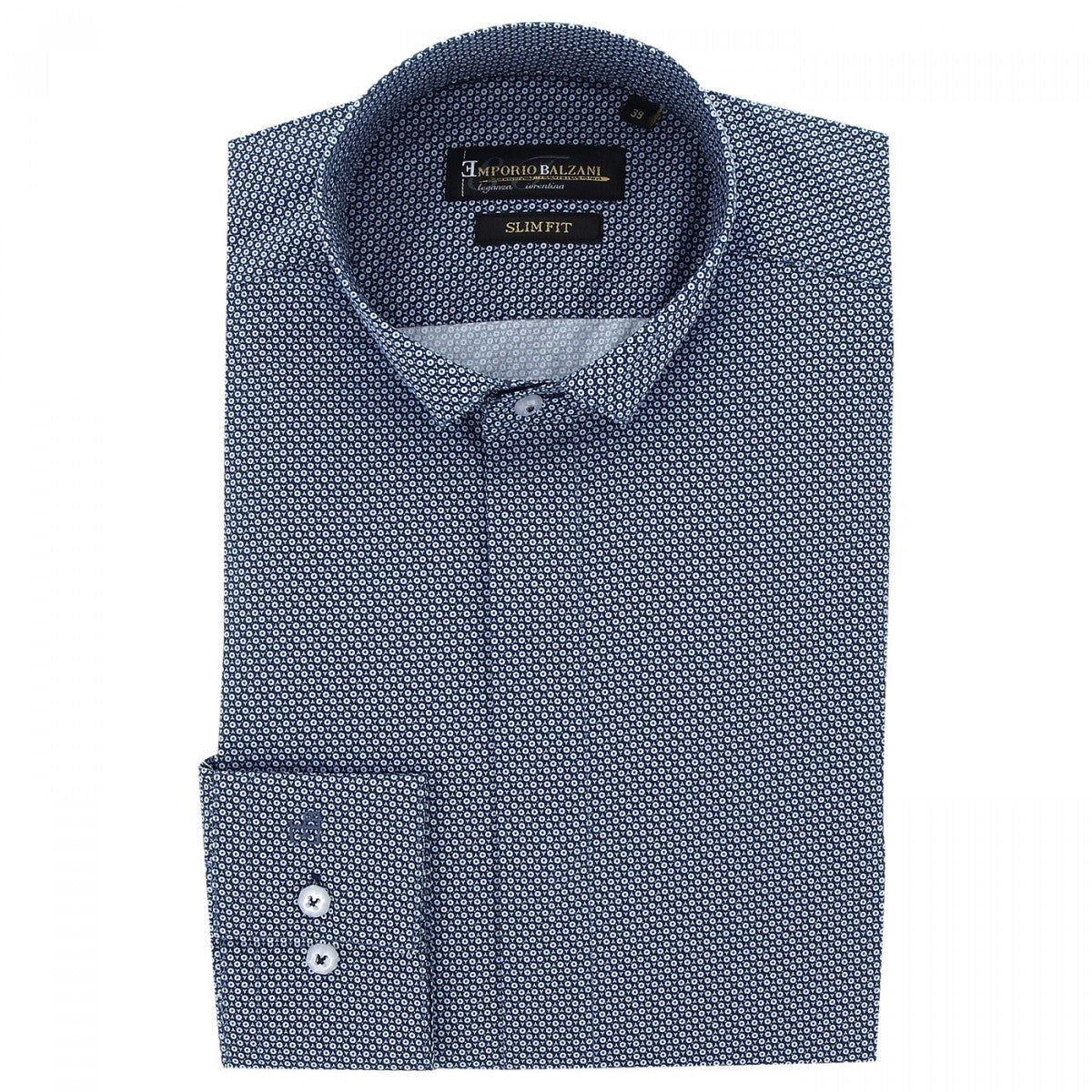 Chemise mode col cousu mao à motifs CA5EB4 bleu