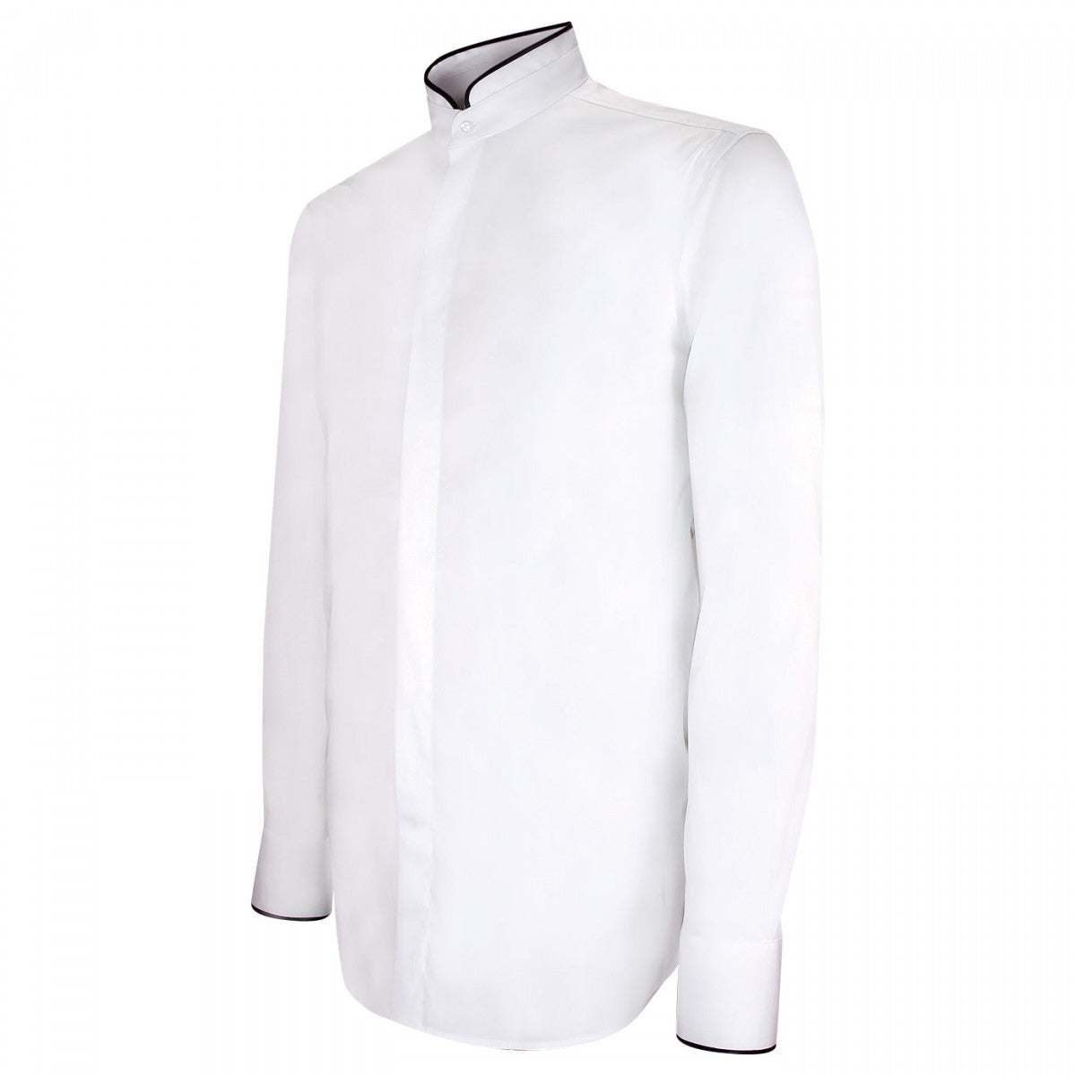 Chemise mode cintrée col mao CA4EB1 blanc noir