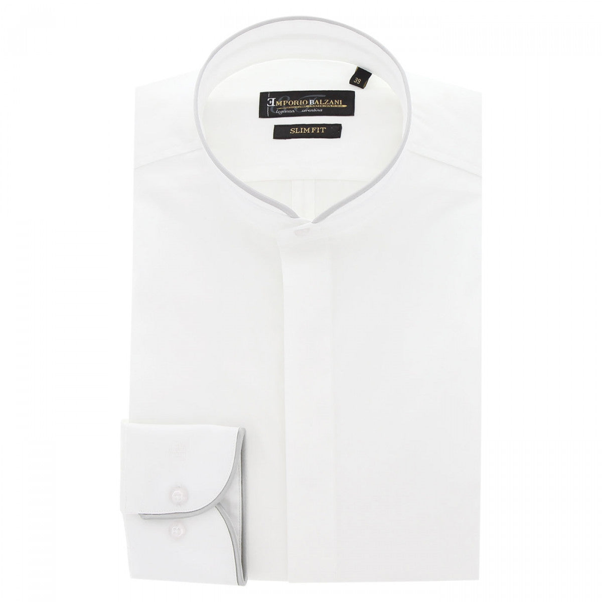 Chemise mode cintrée col mao CA4EB2 blanc