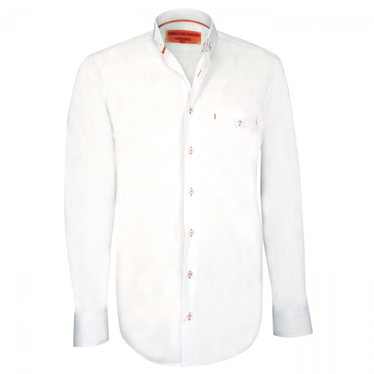 Chemise Homme Orange Et Blanc à Col Boutonné - Manches Courtes - Taille L - Occasion Très Bon état