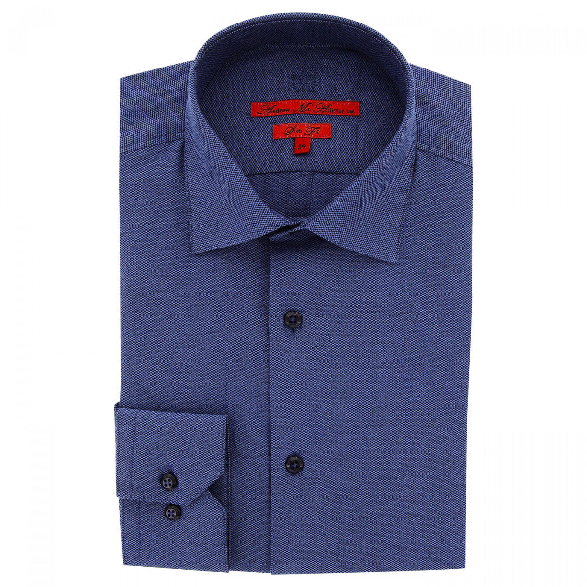 Chemise cintrée tissu armuré AB1AM3 bleu marine