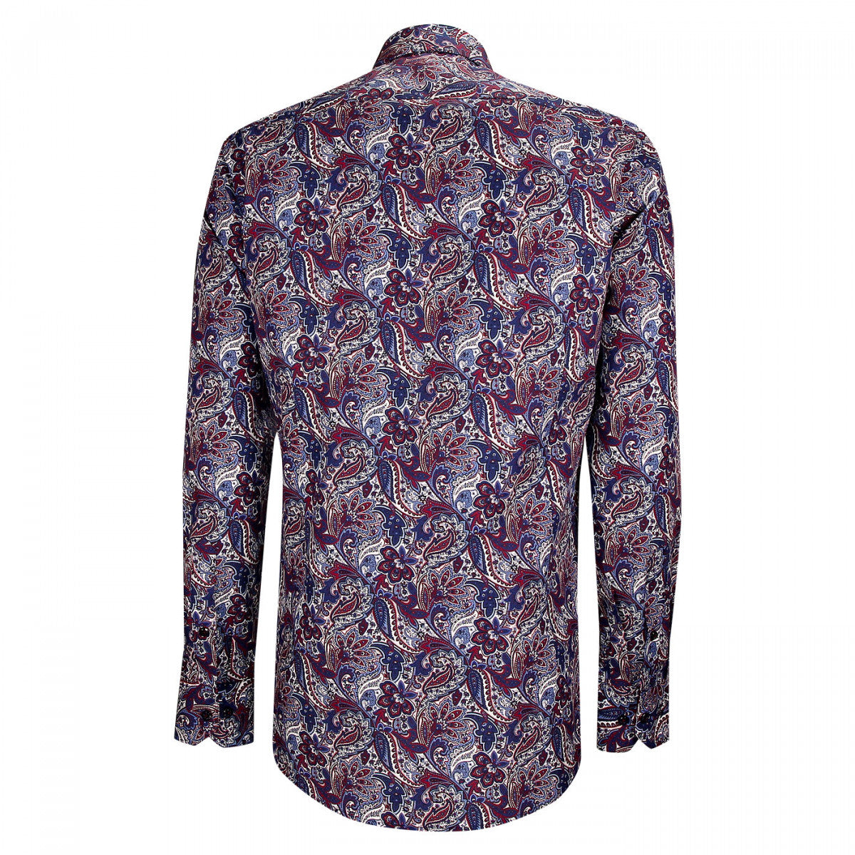 Chemise cintrée tissu imprimé CASHMO-AA5EB2 bleu rouge blanc