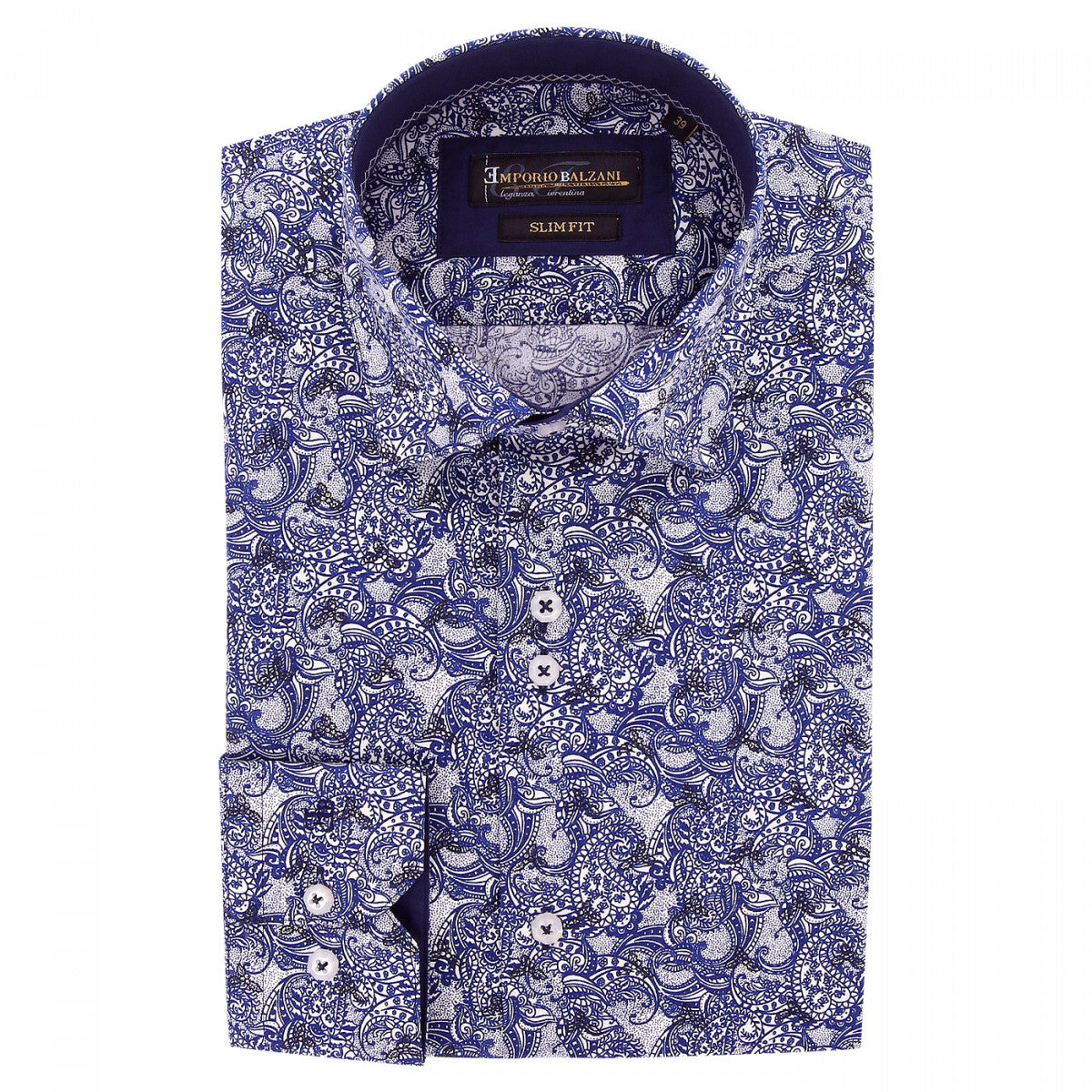 Chemise cintrée tissu imprimé CASHMO-AA5EB1 bleu
