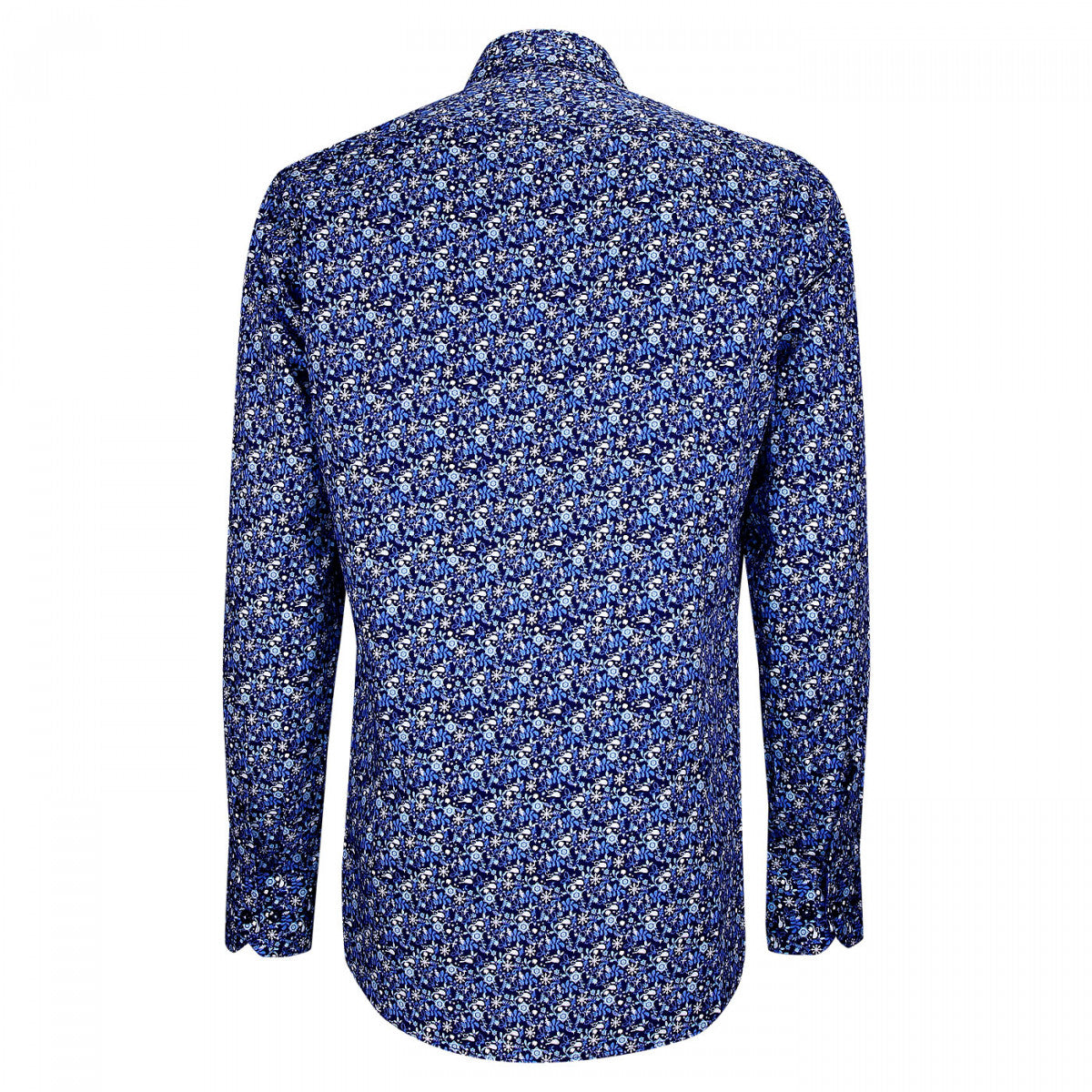 Chemise cintrée tissu imprimé FIORA-AA4EB1 bleu