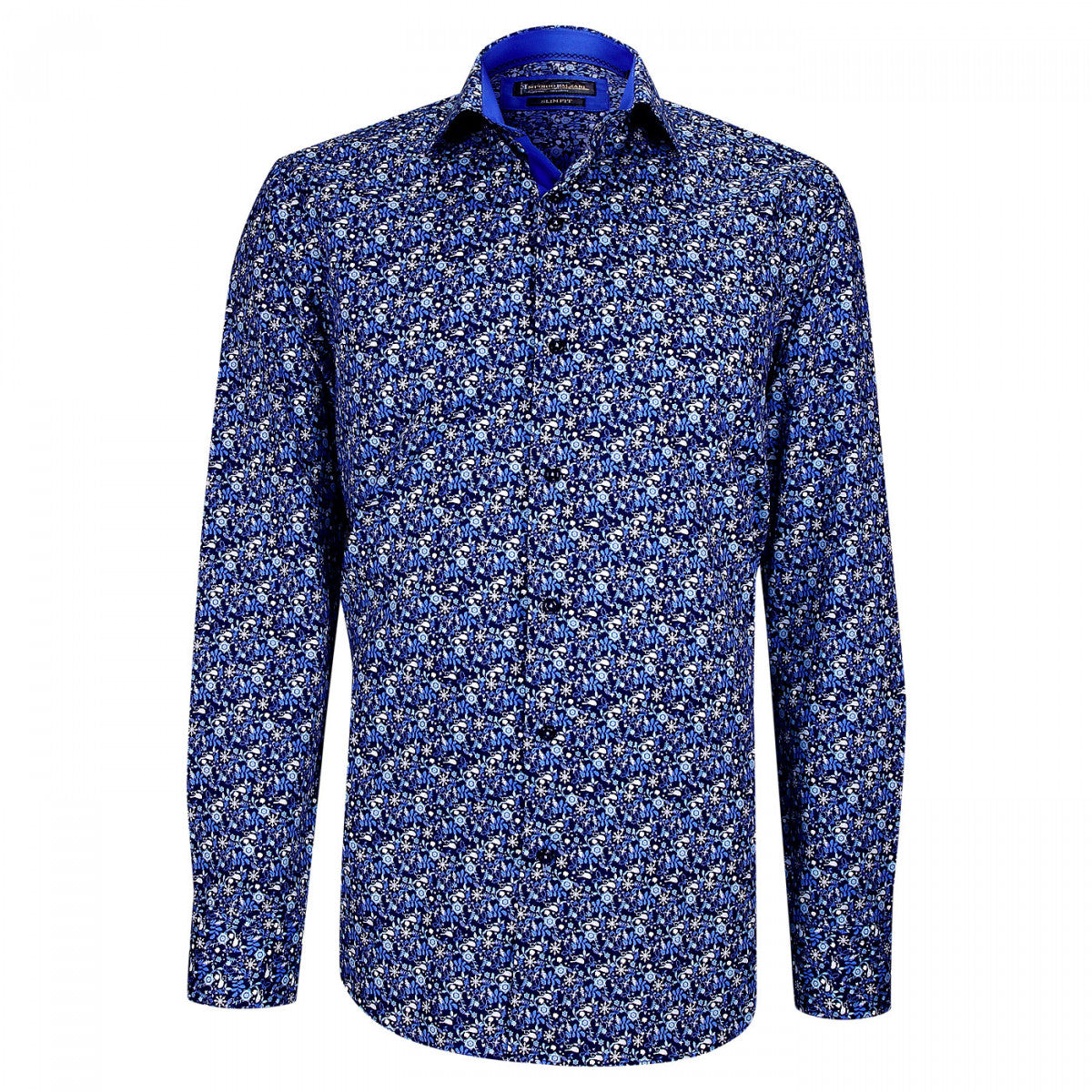 Chemise cintrée tissu imprimé FIORA-AA4EB1 bleu