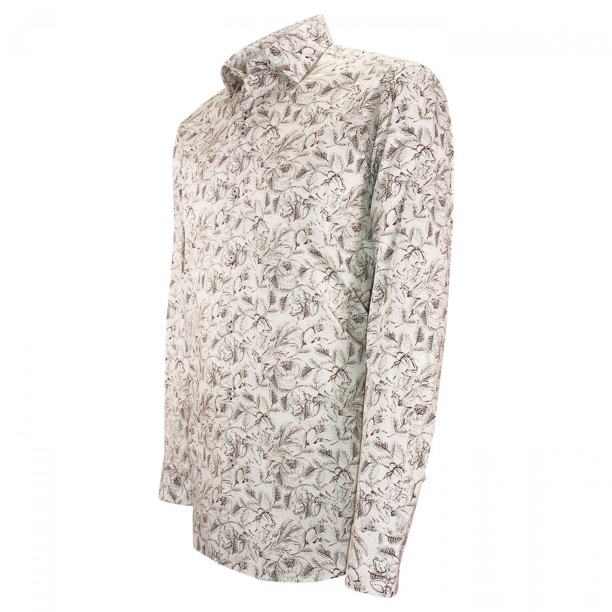 Chemise cintrée tissu imprimé FOGLIO-AA6EB1 blanc
