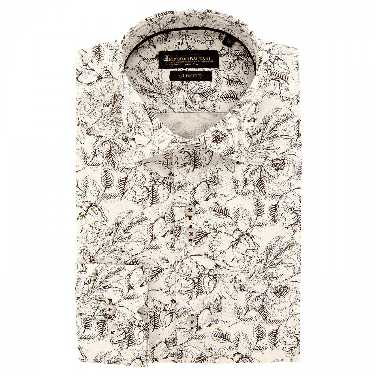 Chemise cintrée tissu imprimé FOGLIO-AA6EB1 blanc