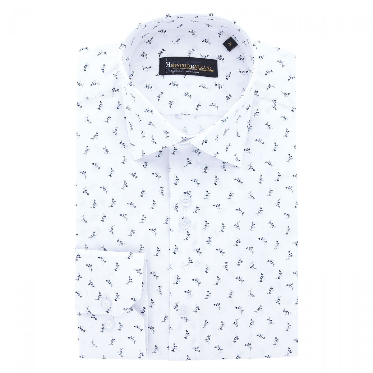 Chemise coupe droite tissu imprimé FANCARO AE5EB1 blanc bleu