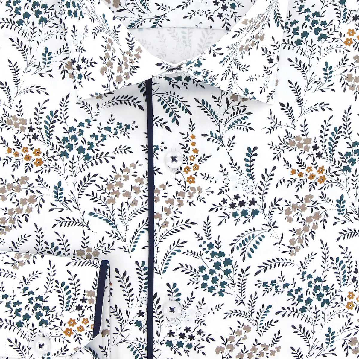 Chemise coupe droite tissu imprimé fleuri AE3AM1 blanc