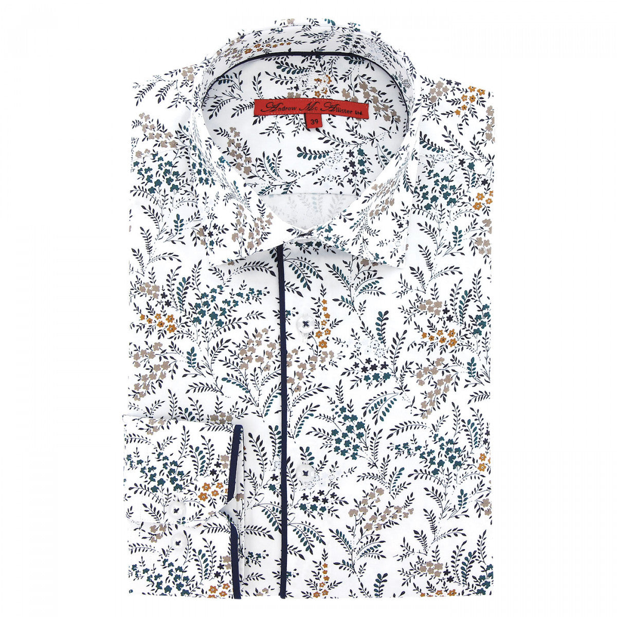 Chemise coupe droite tissu imprimé fleuri AE3AM1 blanc