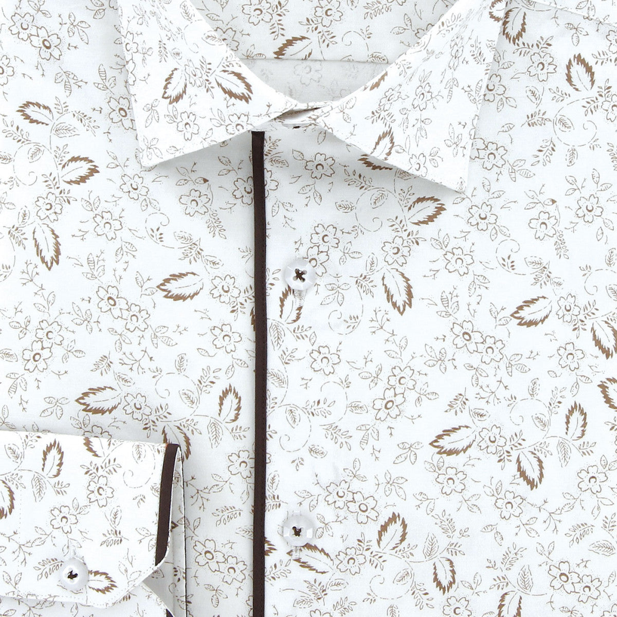 Chemisette cintré tissu imprimé fleuri blanc
