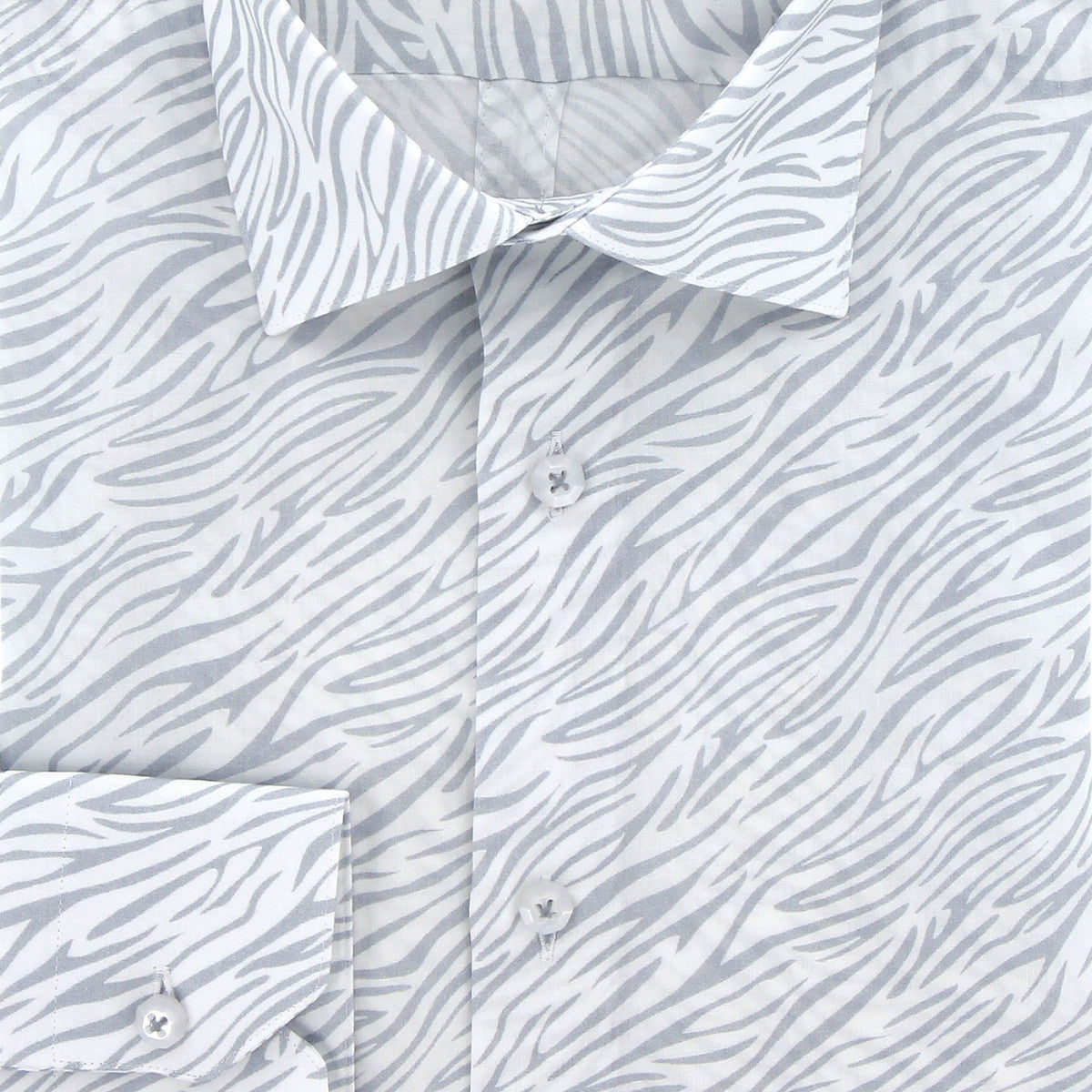 Chemise cintrée tissu imprimé zébré AE8AM1 blanc