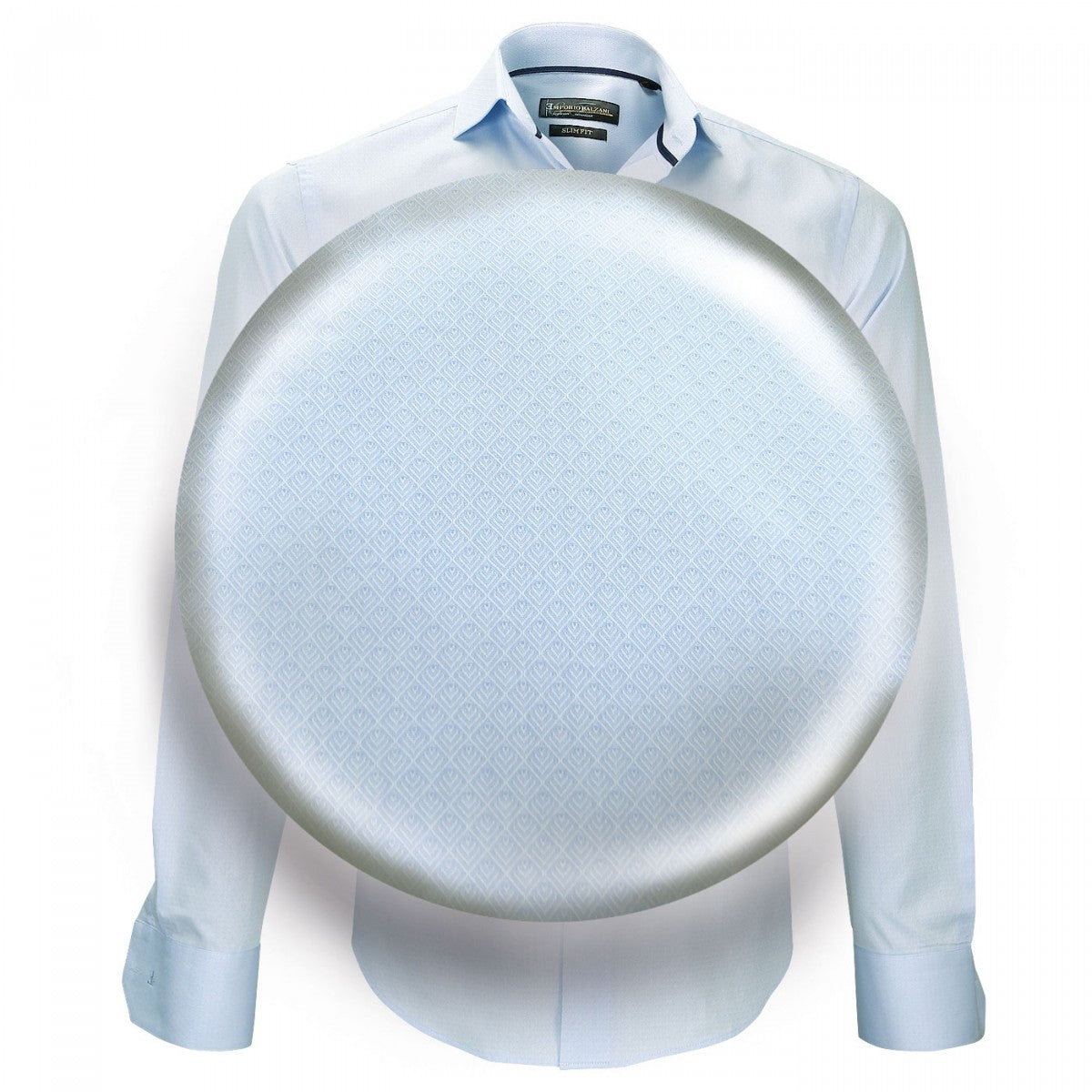Chemise tissu jacquardFIORI Emporio balzani P7EB8 bleu ciel