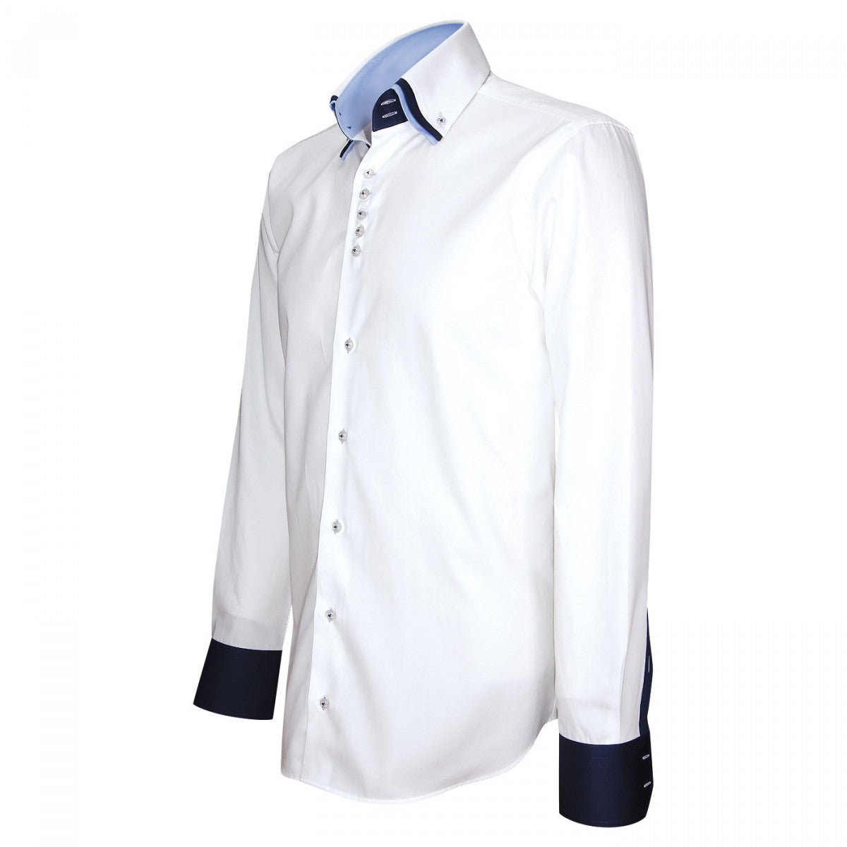Chemise mode triple col Emporio Balzani ZP3EB3 blanc bleu