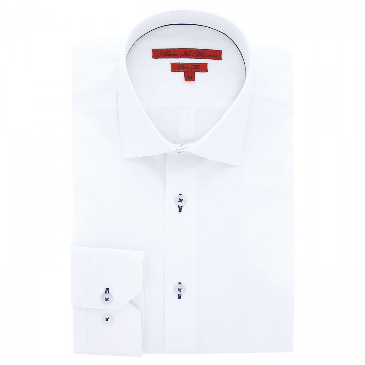 Chemise cintrée uni 100% coton AE14AM2 blanc bleu