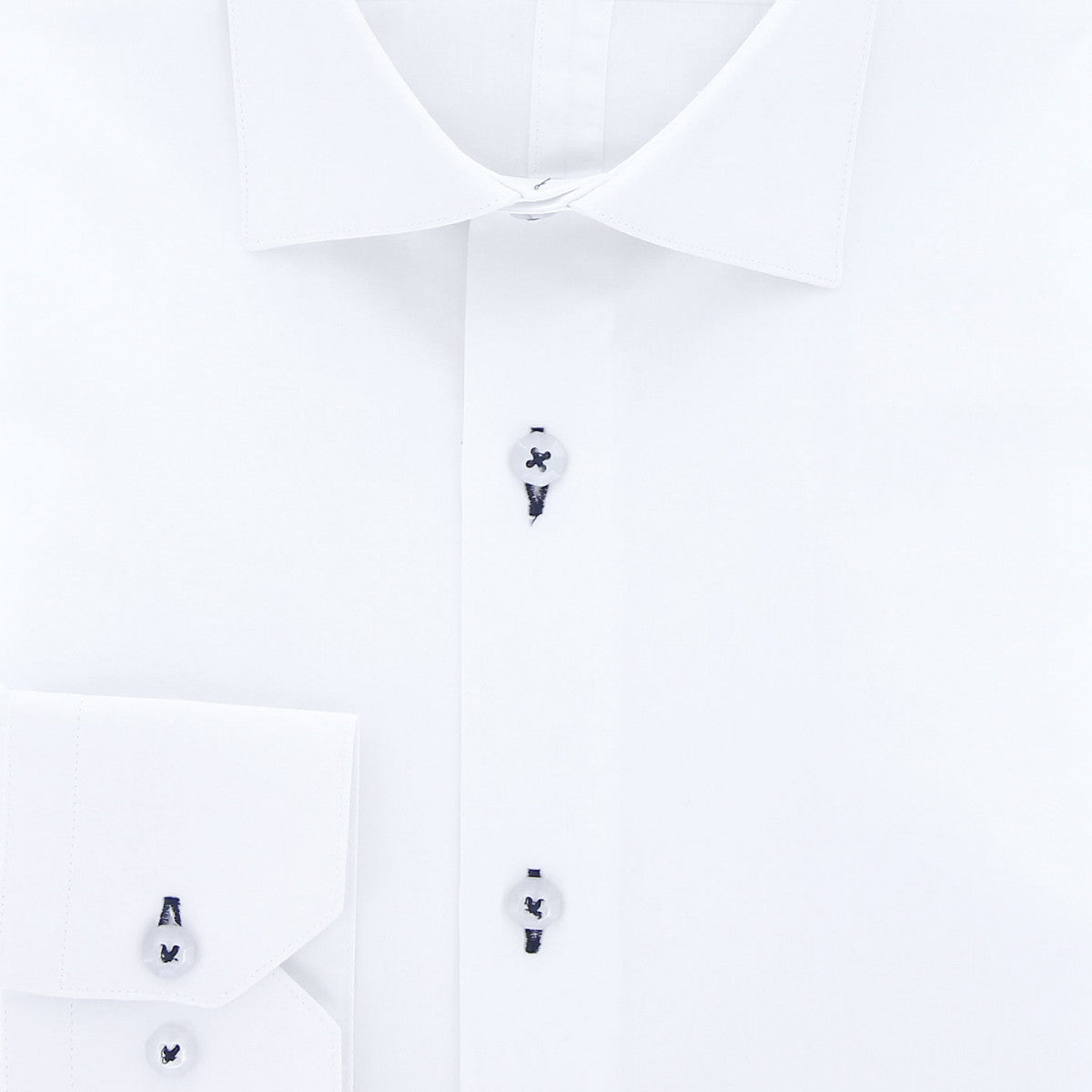Chemise cintrée uni 100% coton AE14AM2 blanc bleu