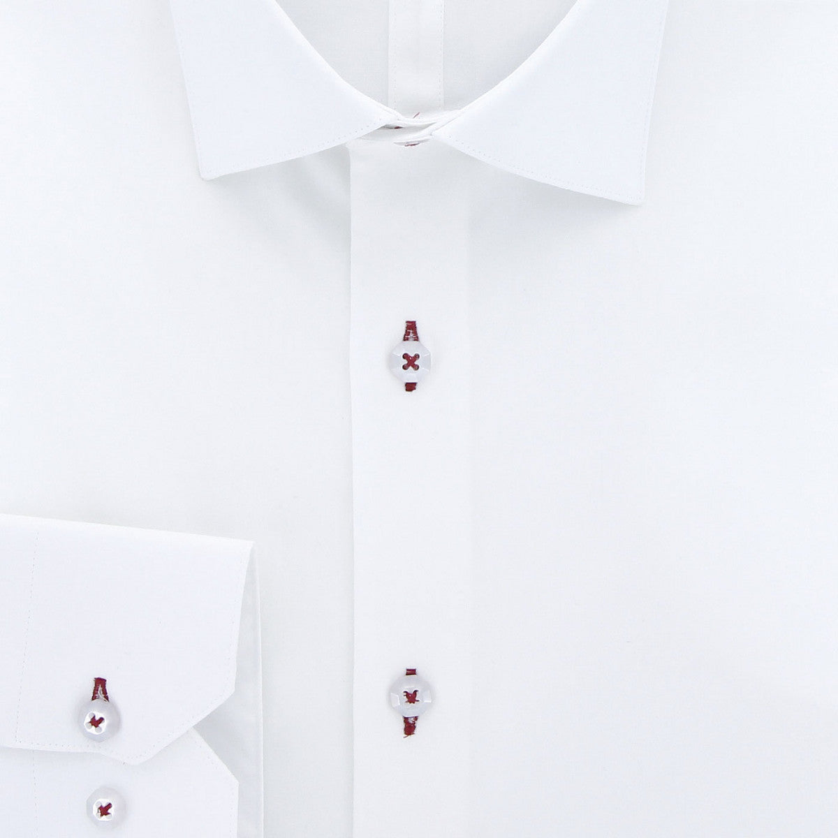 Chemise cintrée uni 100% coton AE14AM1 blanc rouge