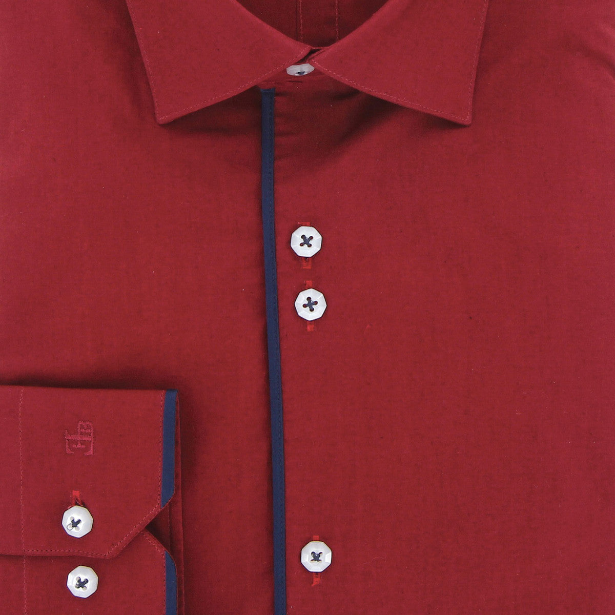Chemise cintrée unie avec liseré GALONI AE7EB1 rouge