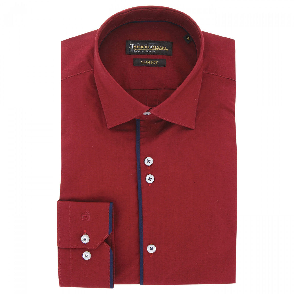 Chemise cintrée unie avec liseré GALONI AE7EB1 rouge