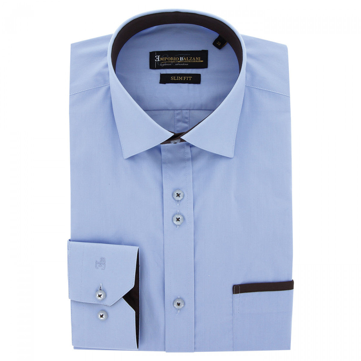Chemise cintrée unie liseré sur poche TASCOMAR AE9EB1 bleu
