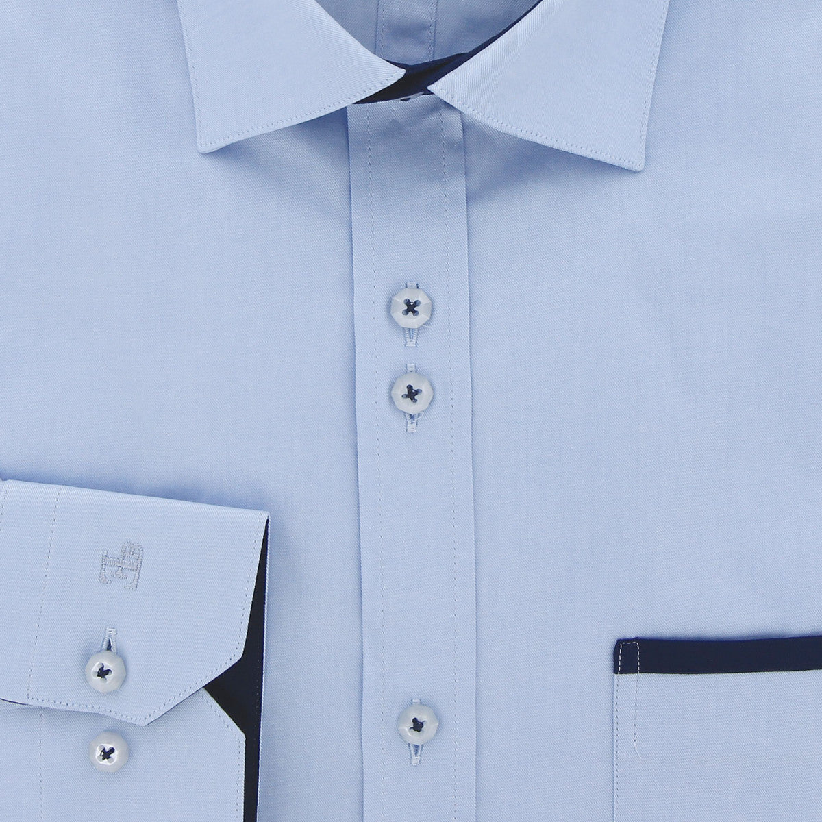 Chemise cintrée unie liseré sur poche TASCOPO AE8EB4 bleu clair