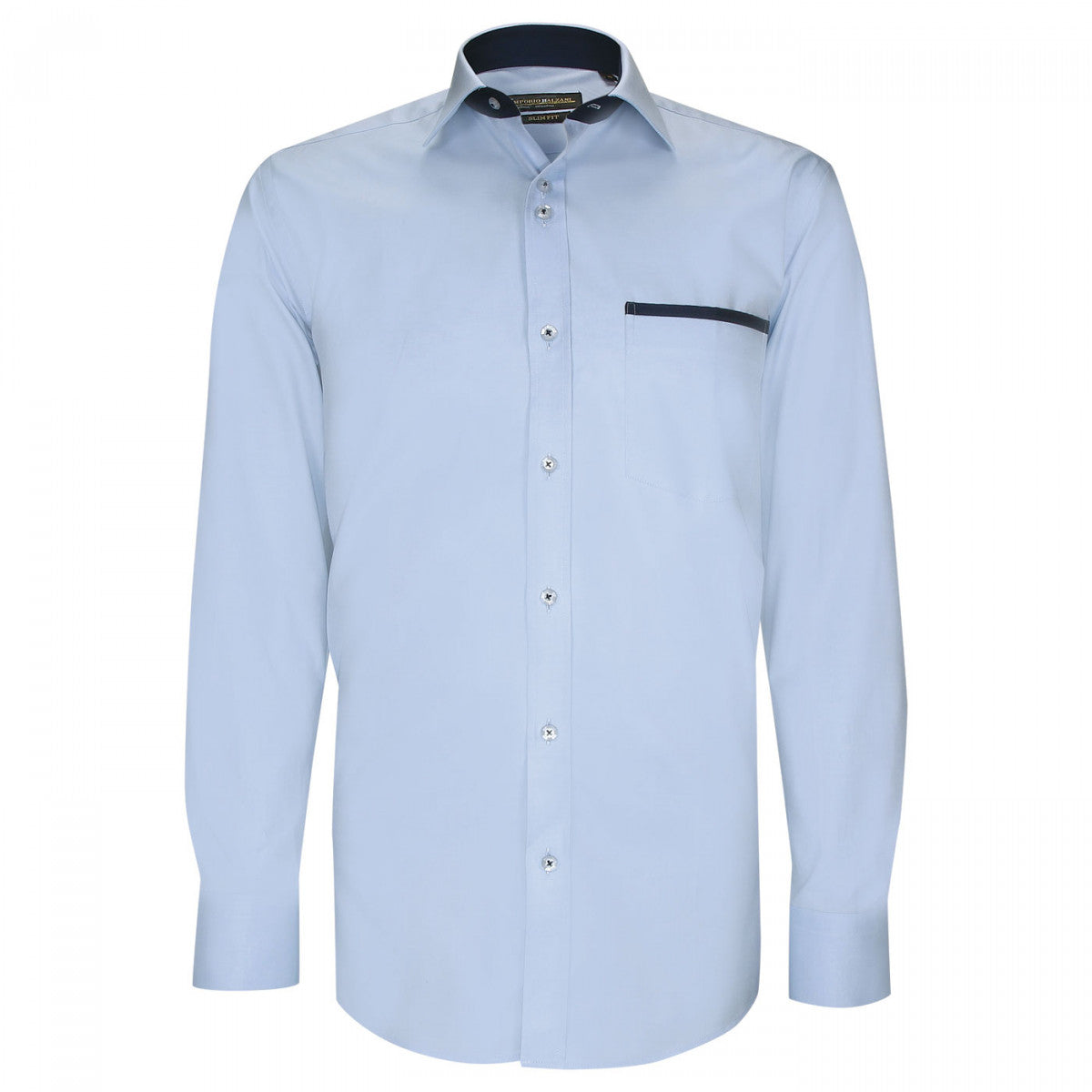 Chemise cintrée unie liseré sur poche TASCOPO AE8EB4 bleu clair