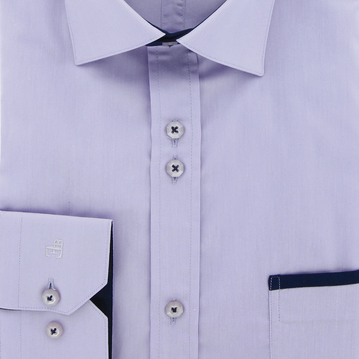 Chemise cintrée unie liseré sur poche TASCOPO AE8EB2 parme