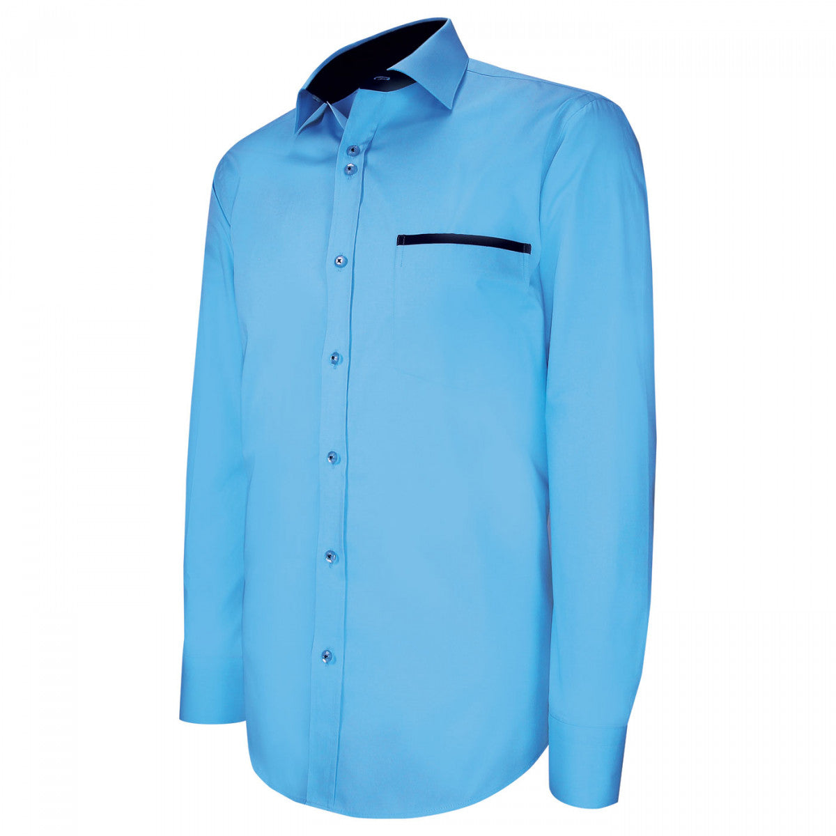 Chemise cintrée unie liseré sur poche TASCOPO AE8EB1 turquoise