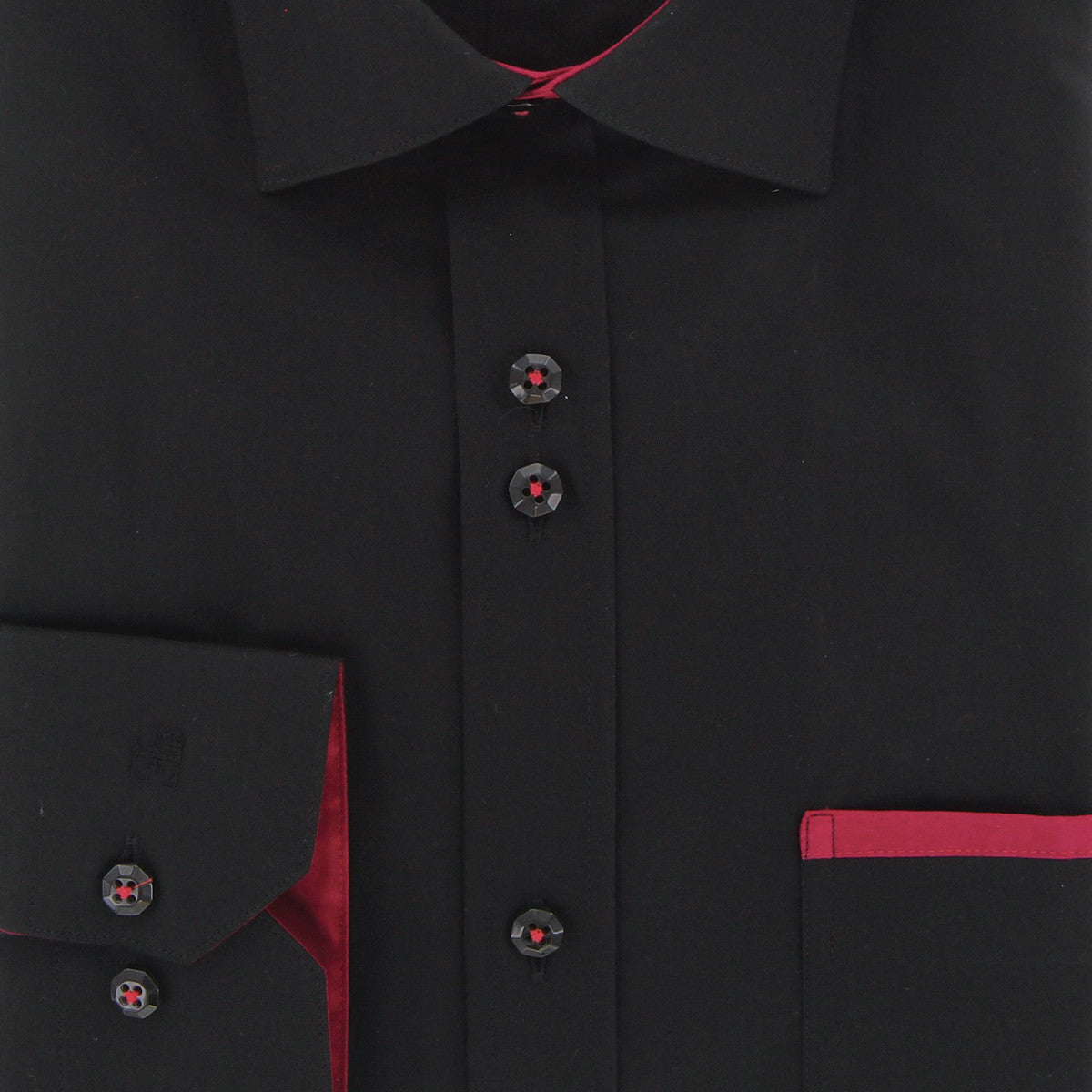 Chemise cintrée unie liseré sur poche TASSORO AE9EB1 noir