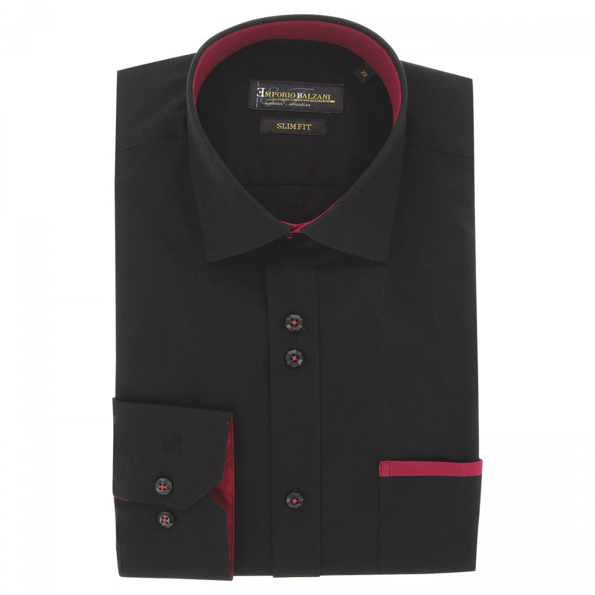 Chemise cintrée unie liseré sur poche TASSORO AE9EB1 noir