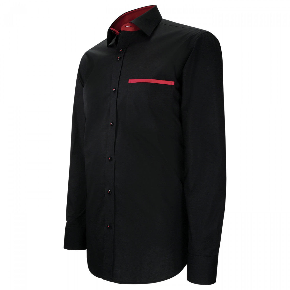 Chemise cintrée unie liseré sur poche TASSORO AE9EB1 noir