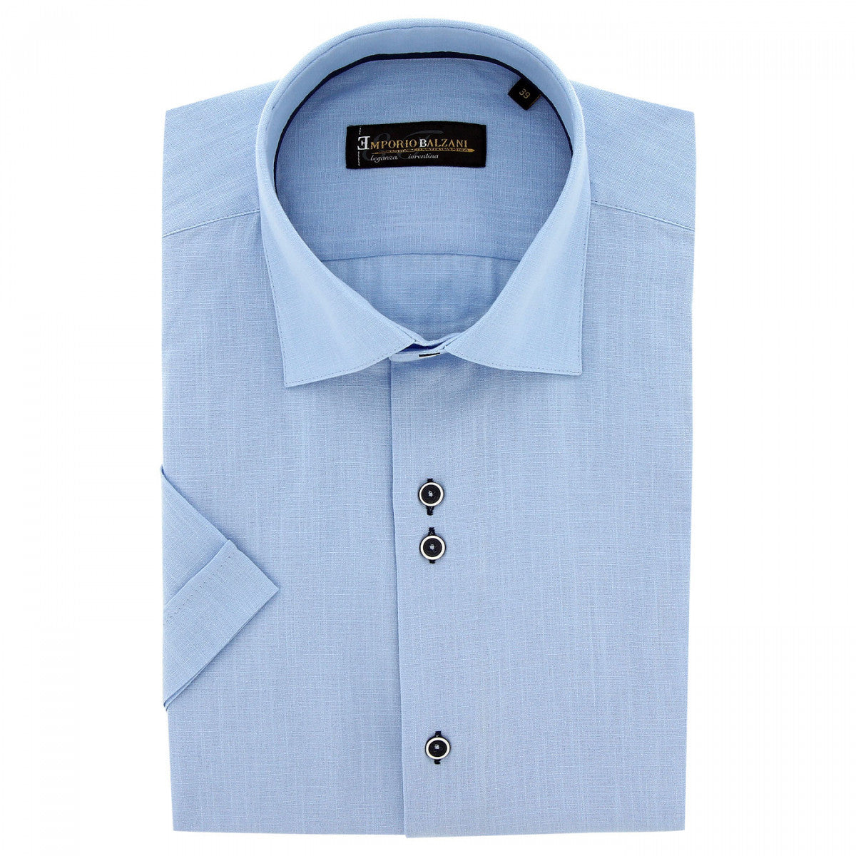 Chemisette lin classique coupe droite OLINA-AAMC5EB5 bleu